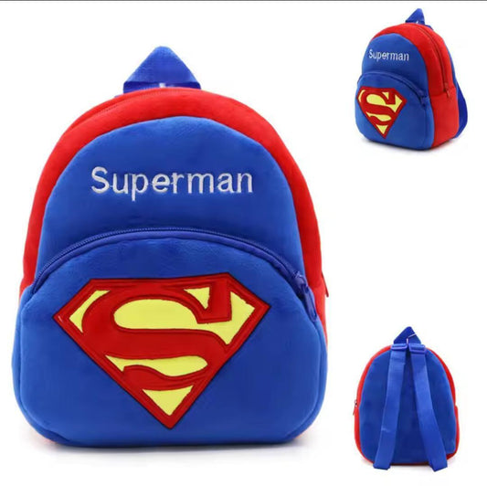 Stylish Blue Superman Embossed Backpack for Boys and Girls