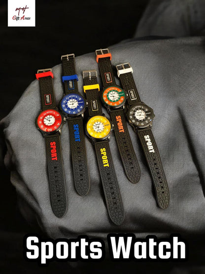 Men's Sports Watch - 1 Pc with Multi-Color Rubber Strap
